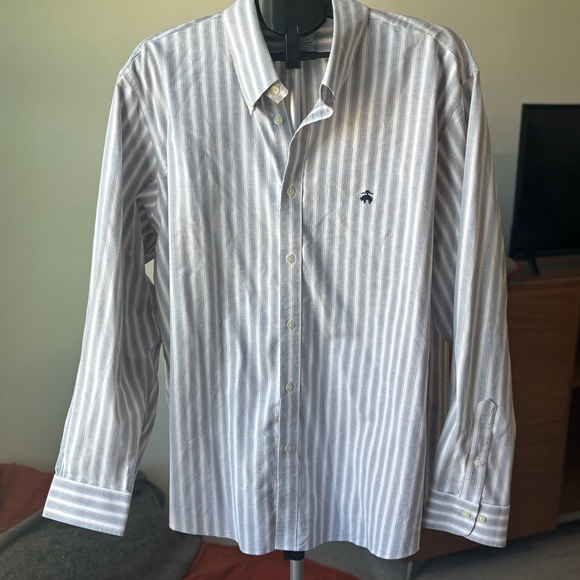 Mens Brooks Brothers Men’s XXL Button Down Dress Shirt Blue White Striped - Picture 1 of 5